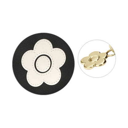 Mary Quant Enamel Icon Daisy Patch Round Pouch, Black, H10.5 x W15.5 x D4.5cm