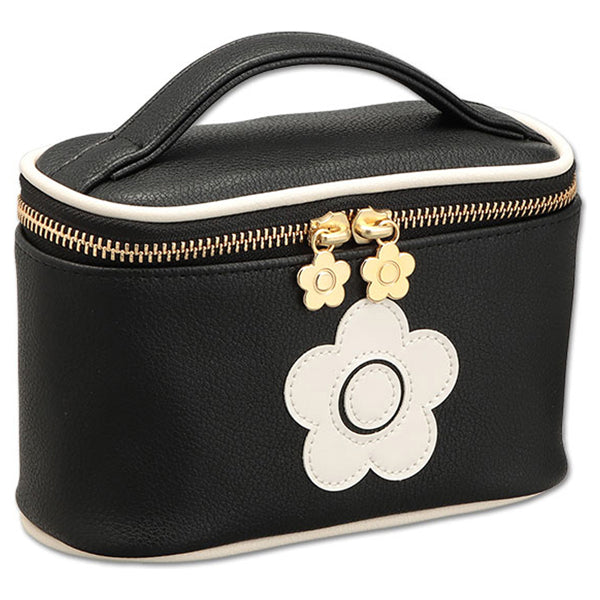 Mary Quant Enamel Icon Daisy Patch Vanity, Black, H11 x W16.5 x D7cm, Handle: 12.5cm