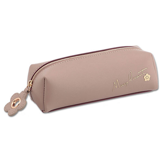 MARY QUANT Flipside Daisy Square Pencil Case, Beige, H5 x W18.5 x D6cm