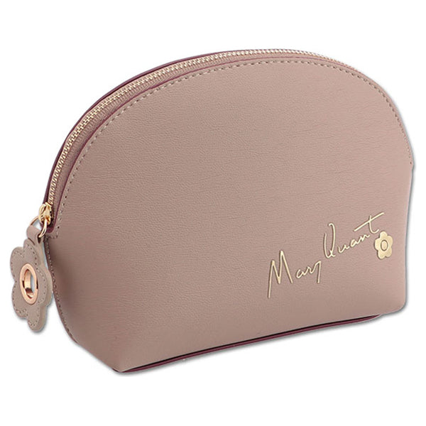 Mary Quant Flipside Daisy Round Pouch L, Beige, H13.5 x W18.5 x D6cm