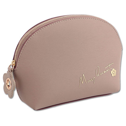 Mary Quant Flipside Daisy Round Pouch L, Beige, H13.5 x W18.5 x D6cm