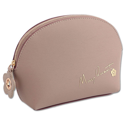 Mary Quant Flipside Daisy Round Pouch L, Beige, H13.5 x W18.5 x D6cm