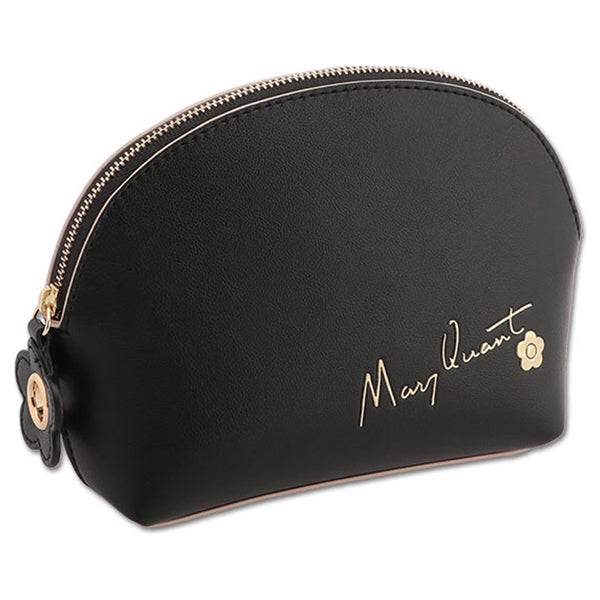 Mary Quant Flipside Daisy Round Pouch L, Black, H13.5 x W18.5 x D6cm