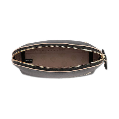 Mary Quant Flipside Daisy Round Pouch L, Black, H13.5 x W18.5 x D6cm