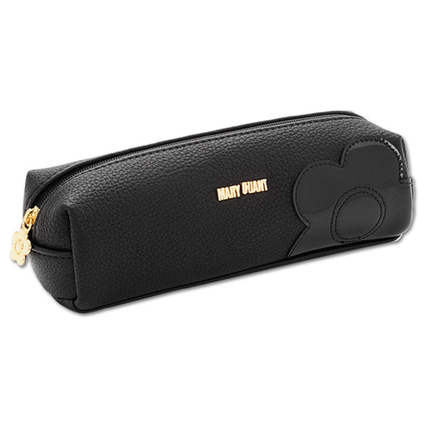 Mary Quant Shrink Daisy Patch Square Pen Case, Black, H5 x W18.5 x D6cm