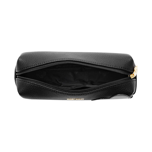 Mary Quant Shrink Daisy Patch Square Pen Case, Black, H5 x W18.5 x D6cm
