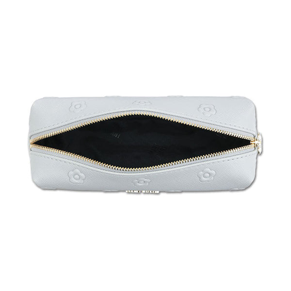 Mary Quant Simple embossed daisy square pen case, Light blue, H5 x W18.5 x D6cm