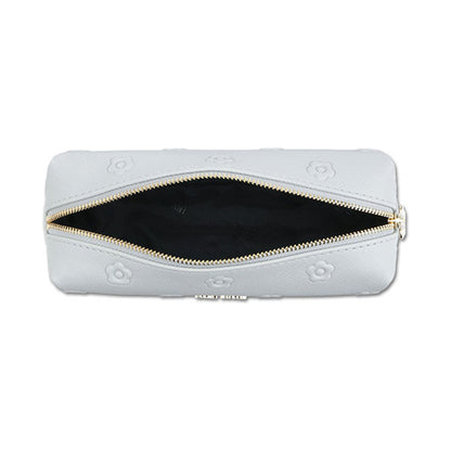 Mary Quant Simple embossed daisy square pen case, Light blue, H5 x W18.5 x D6cm