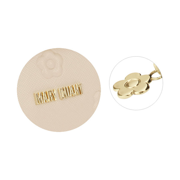 Mary Quant Simple embossed daisy square pen case, beige, H5 x W18.5 x D6cm