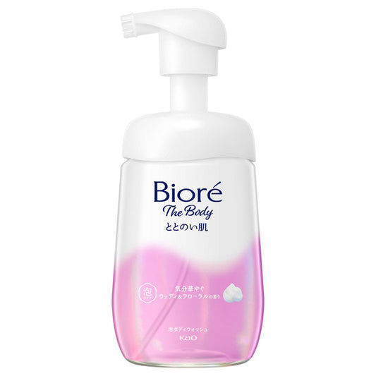 Biore The Body Totonoihada Foam type, Pump, 480ml, Uplifting woody and floral scent