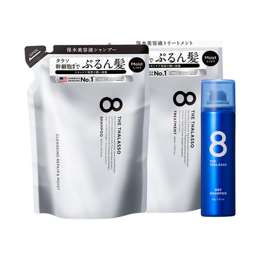 Eight the Thalasso Moist Shampoo & Treatment Set with Mini Dry Shampoo, 400ml, 400ml, 40g