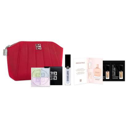 Givenchy Prism Libre Base Makeup Kit with Pouch (No.01+Blue) (No.01 Pastel Chiffon, Blue), 2.5g×4, 11ml, 1ml×4, 1ml, 1pc