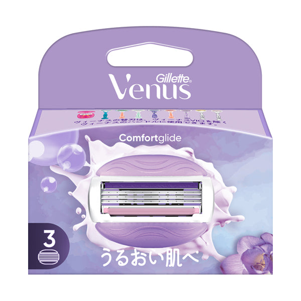 Gillette Venus Comfort Glide Replacement Blades, 3 Pack (Violet)