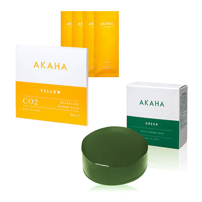 AKAHA Sparkling Serum Pack & Jelly Serum Soap Green Set