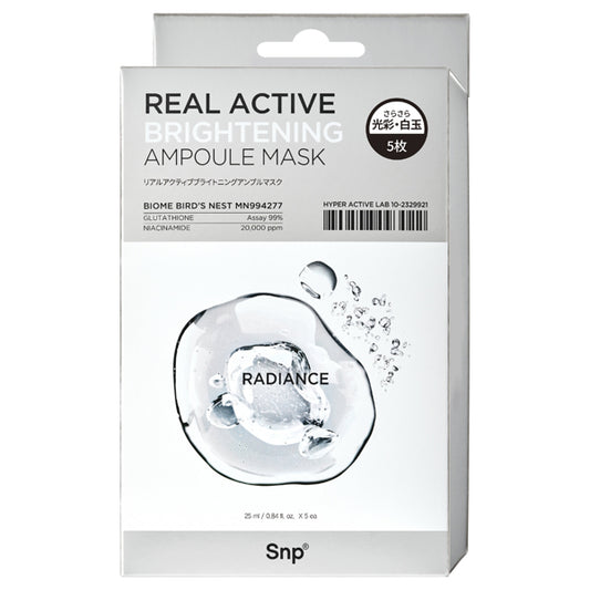 SNP Real Active Brightening Ampoule Mask, 5 Sheets