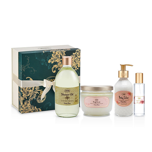 SABON Body Care 4STEP Regular Set N Green Rose, 500ml, 600g, 200ml, 30ml