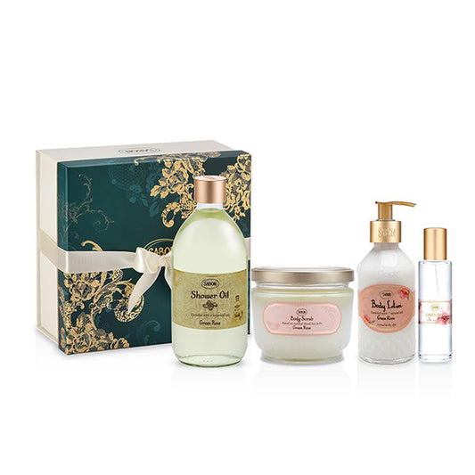 SABON Body Care 4STEP Regular Set N Green Rose, 500ml, 600g, 200ml, 30ml
