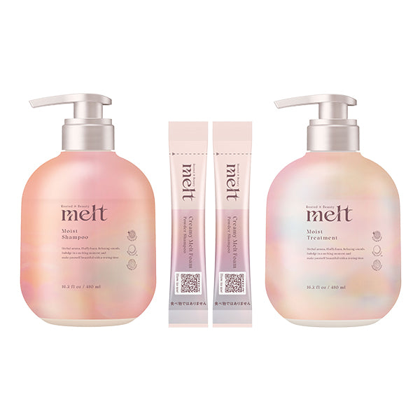 Moist pump pair + creamy melt foam, 480ml, 480ml, 1g x 2 packets, Geranium & Lily of the Valley scent