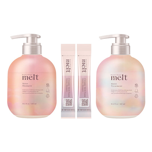 Moist pump pair + creamy melt foam, 480ml, 480ml, 1g x 2 packets, Geranium & Lily of the Valley scent
