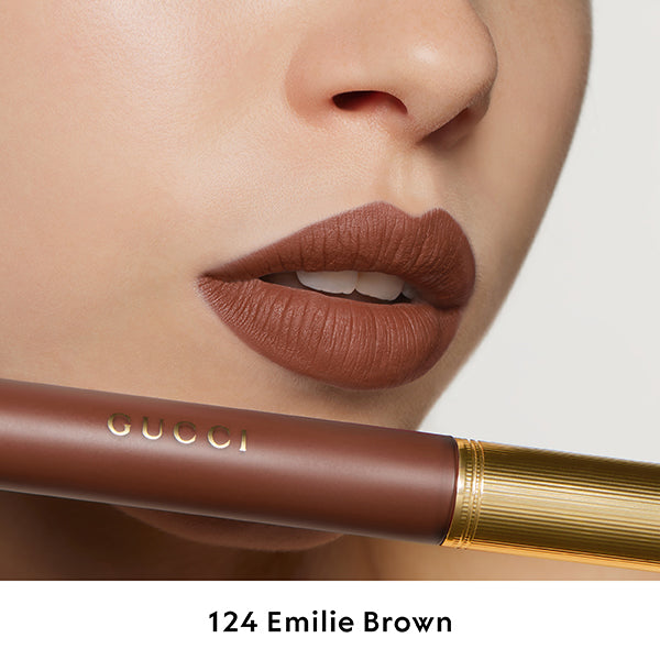 Gucci Rouge à Lèvres Liquid Matte, 124 Emily Brown, 6.5ml, Soft matte finish and transfer-resistant