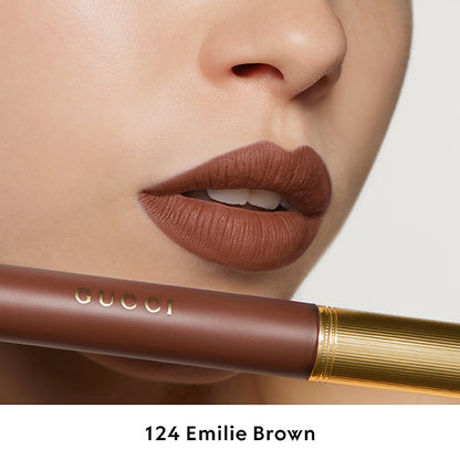 Gucci Rouge à Lèvres Liquid Matte, 124 Emily Brown, 6.5ml, Soft matte finish and transfer-resistant