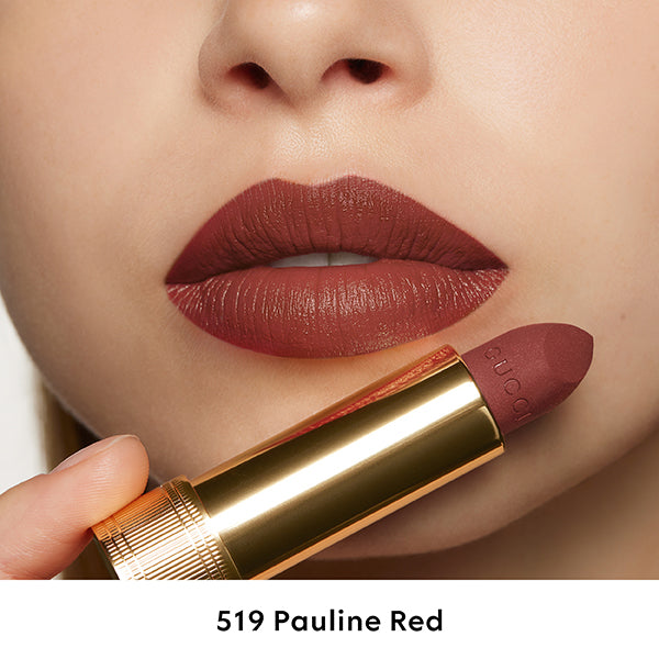 Gucci Rouge à Lèvres Matte, 519 Pauline Red, 3.5g, Velvety smooth and rich matte finish