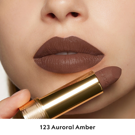 Gucci Rouge à Lèvres Matte, 123 Auroral Amber, 3.5g, Velvety smooth and rich matte finish