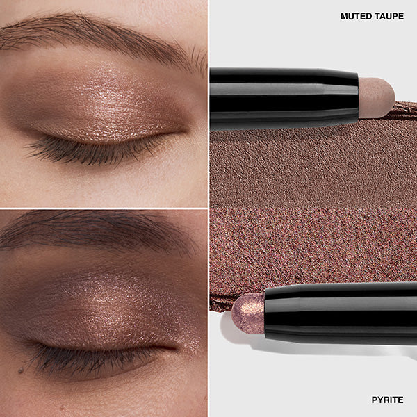 Longwear Dual-Ended Cream Shadow Stick, Pyrite, Muted Taupe, 1.6g