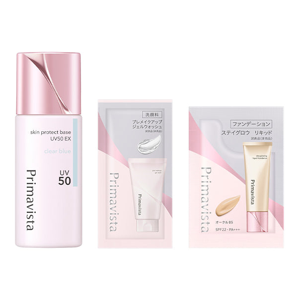 Skin Protect Base (Sebum Prevention) UV50 EX Clear Blue Set, Clear Blue, 25ml, 0.4g, 3.5g