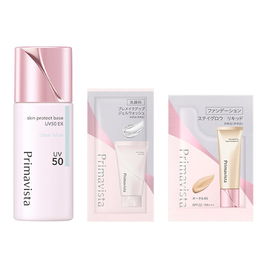 Skin Protect Base (Sebum Prevention) UV50 EX Clear Blue Set, Clear Blue, 25ml, 0.4g, 3.5g
