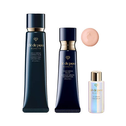 Cle de Peau Beaute Pre-Makeup & Foundation Kit (Tan Crème Éclat n Ochre 00), 40g, 25g, 7ml