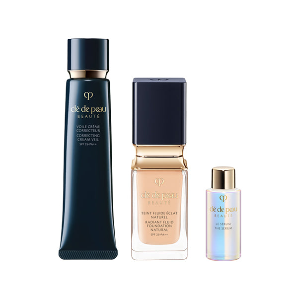 Clé de Peau Beauté Pre-Makeup & Foundation Kit (Teint Fluide Éclat Naturel Ochre 20), 40g + 35ml + 7ml