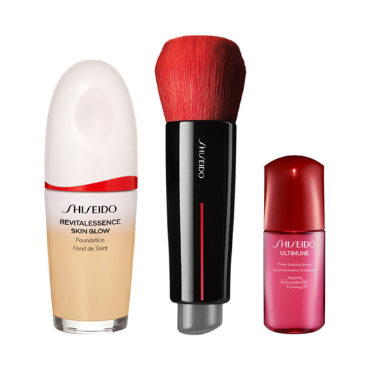SHISEIDO Essence Skin Glow Foundation (220) & DAIYA FUDE Kit
