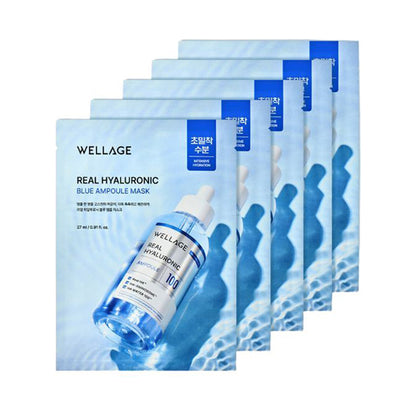 Wellage HA Blue Essence Mask, 27ml x 5 sheets