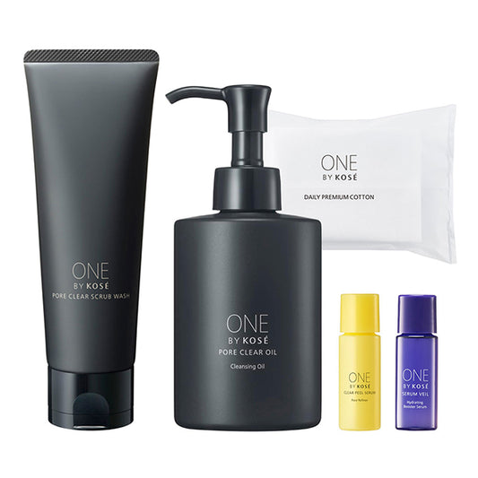 ONE BY KOSE Pore Clear Oil + Pore Clear Scrub Wash Trial Set, 180ml