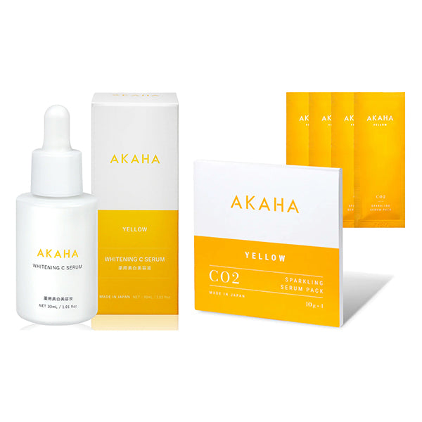 AKAHA Sparkling Serum Pack & Medicated Whitening C Serum Set, 30ml