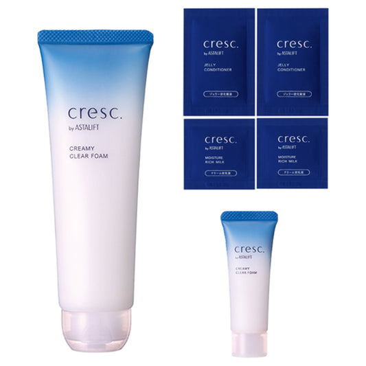 Cresc by ASTALIFT Creamy Clear Foam Set with Pouch, 120g (Fragrance-Free)