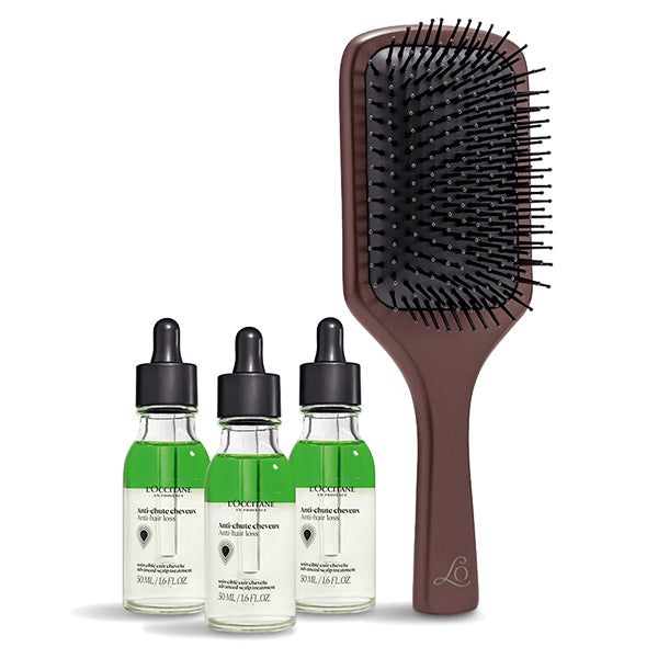 L'OCCITANE Anti-Hair Loss 3-Piece Set with Paddle Brush, 50ml