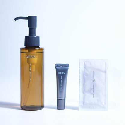 ORBIS Cleansing Oil & Orbis The Wrinkle Serum Limited Kit, 120ml (Moist, Fragrance-Free)