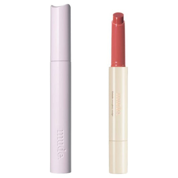 mude Long Mascara & Drizzle Balm Set (01 Black + 02 Salmon Jam)
