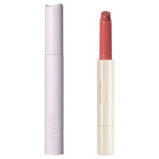 mude Long Mascara & Drizzle Balm Set (01 Black + 02 Salmon Jam)