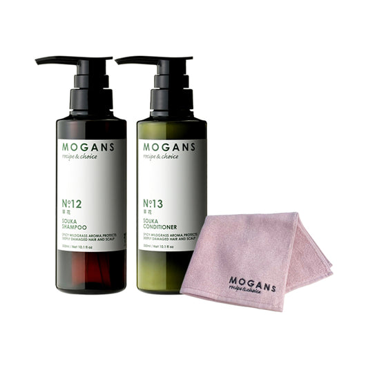 MOGANS Shampoof/Conditioner Bottle Set + Original Handkerchief, 300ml