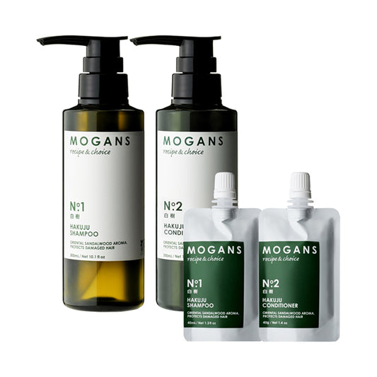 MOGANS Hakuju Shampoo/Conditioner Bottle Set + Travel Kit, 300ml
