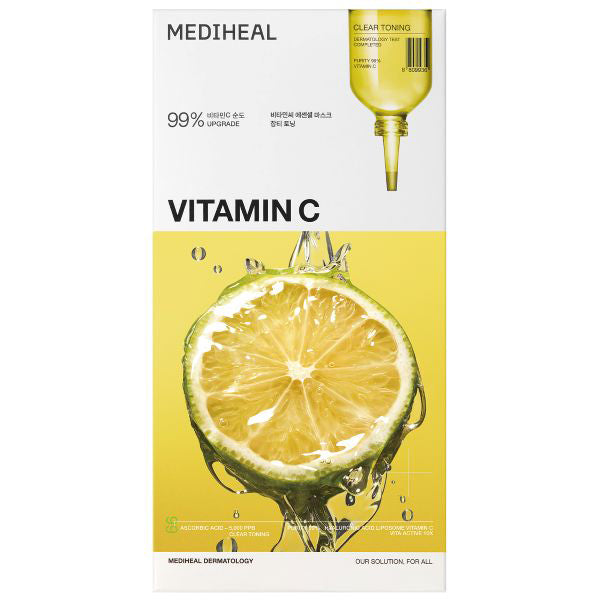 MEDIHEAL Vitamin C Essential Mask Clear Toning Set, 4 Sheets