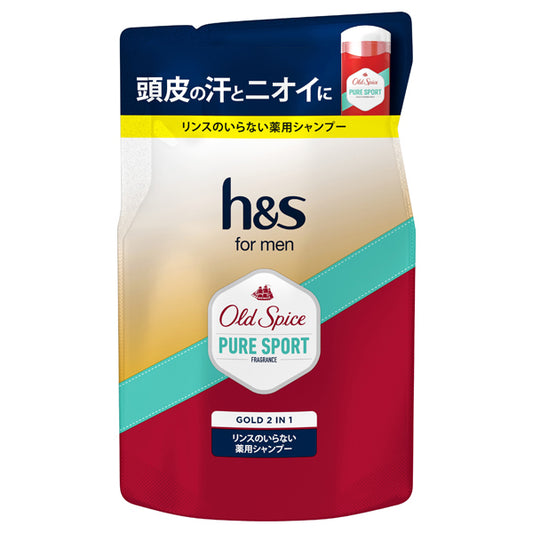 h&s for men Gold 2-in-1 Shampoo Refill (Old Spice Pure Sport), 300g