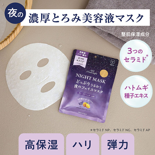 Beauwell And Goodnight Night Face Mask (Calm), 7 sheets