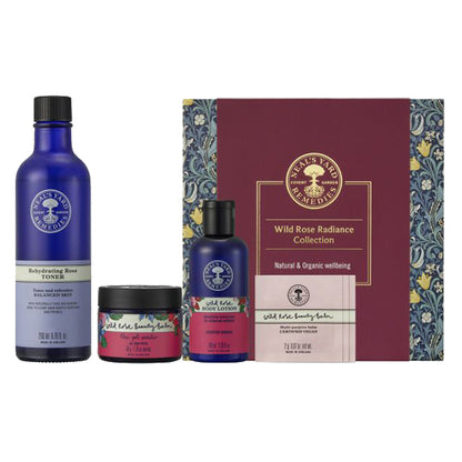 Neal’s Yard Remedies Wild Rose Radiance Collection, 200ml, 50g, 100ml, 3 single-serving packets