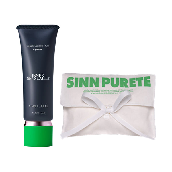 Sinn Purete' Mindful Hand Serum Inner Sensuality & Cotton Pouch Set (Green), 45g