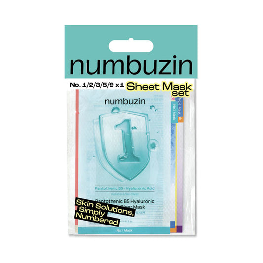 Numbuzin Assorted set of 5 sheet masks, 1 sheet x 5 types