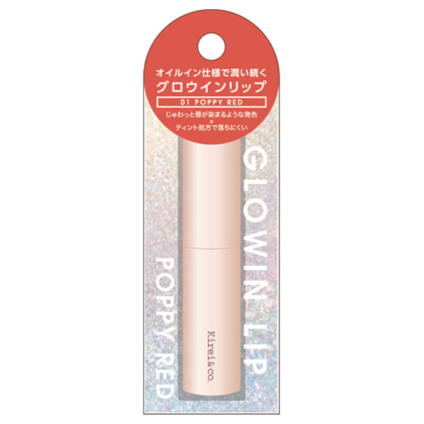 Kirei＆co. Glow-in Lip (01 Poppy Red), 1 unit